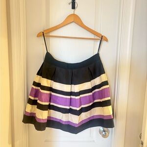 VENUS Black and Purple Striped A-Line Skirt